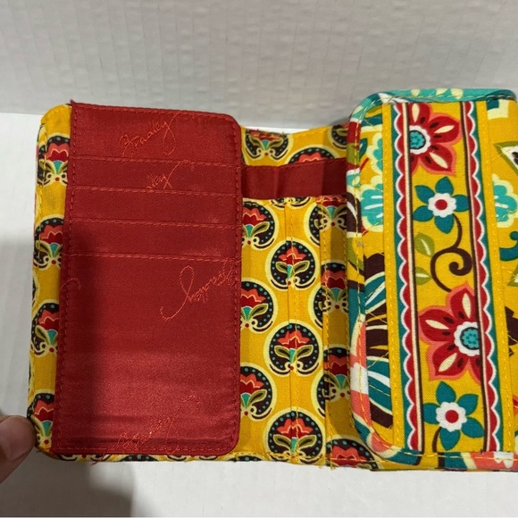 Vera Bradley Provencal Euro Wallet Yellow Multi Paisley Floral Folding Snap - Picture 4 of 11